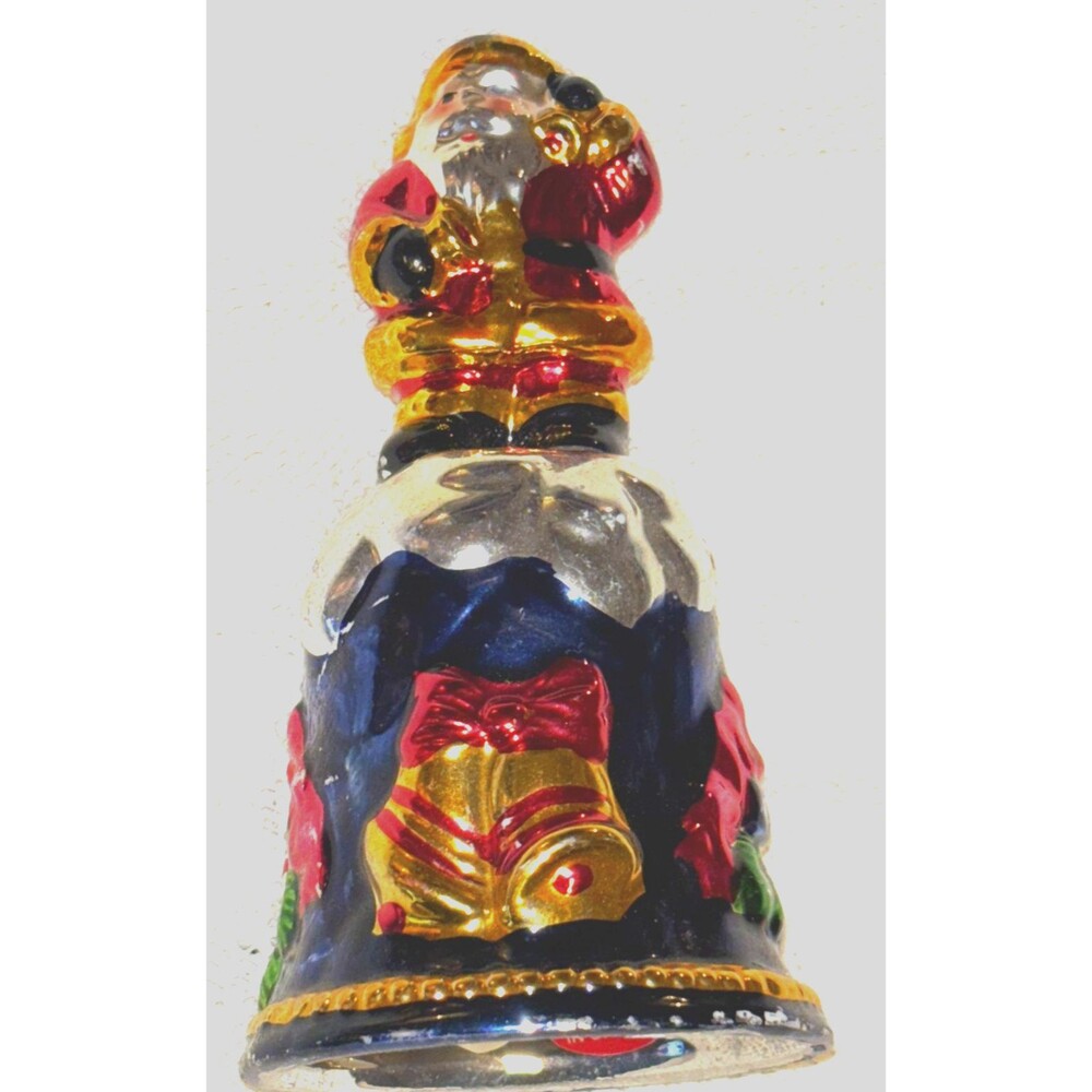 Mercury Glass Santa Christmas Bell Santa Claus 6"